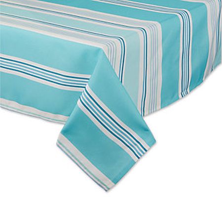 Design Imports 60" x 84" Zip Beach Stripe Outdo r Tablecloth
