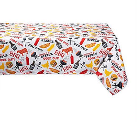 Design Imports BBQ Fun Print Outdoor Tablecloth 60" x 120"