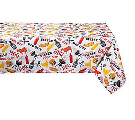 Design Imports BBQ Fun Print Outdoor Tablecloth 60" x 84"