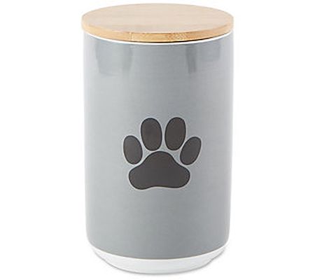 Design Imports Black Paw Print Ceramic Treat Ca nister