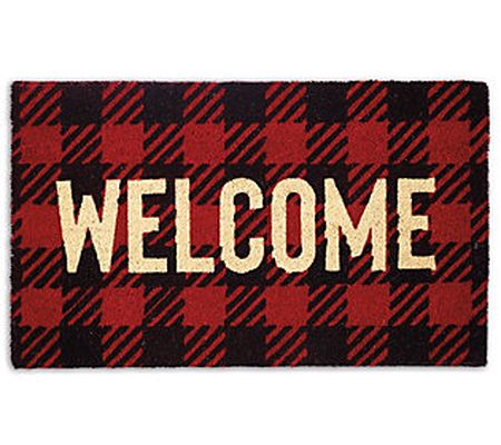 Design Imports Buffalo Check WELCOME Doormat