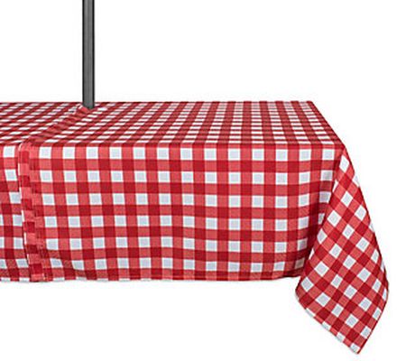 Design Imports Check Outdoor Tablecloth w/ Zipp er 60" x 120"