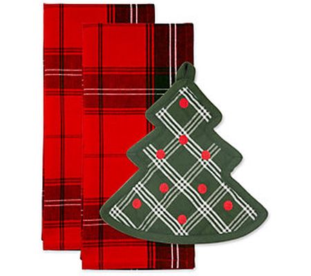 Design Imports Christmas Tree Potholder & Towel s Gift Set