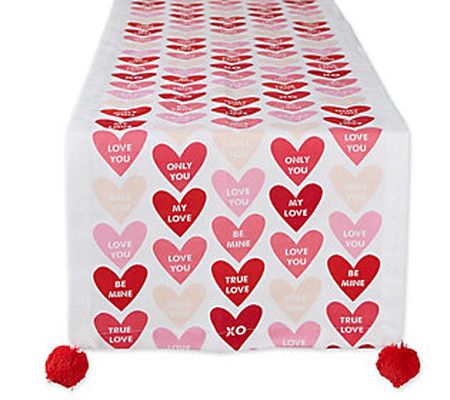 Design Imports Coversation Hearts Table Runner 4" x 72"