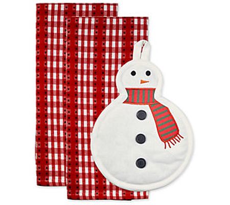 Design Imports Cozy Snowman Potholder & Towels ift Set
