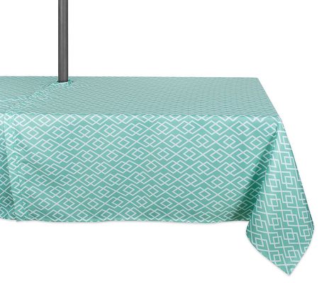 Design Imports Diamond Outdoor Tablecloth w/ Zi pper 60" x 84"