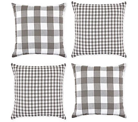 Design Imports Gingham/Buffalo Pillow Covers S/ 4