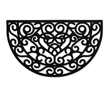 Design Imports Heart Scroll Half Moon Pin Rubbe r Doormat