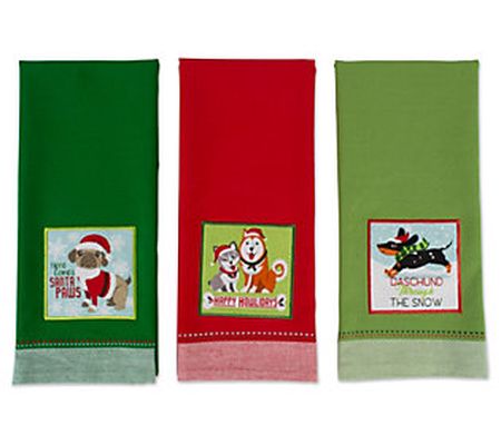 Design Imports Holiday Pup Kitchen Towel Set of 3