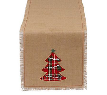 Design Imports Holiday Tree Embroidered Table R unner 14" x 72"