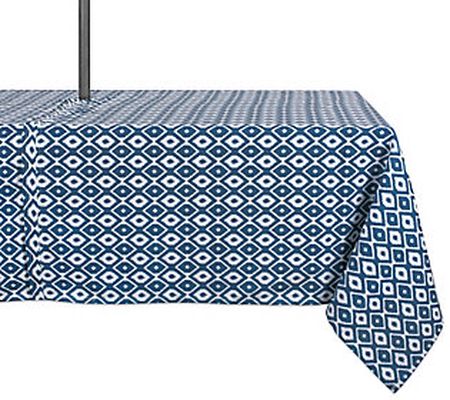 Design Imports Ikat Outdoor Tablecloth w/ Zippe r 60" x 120"