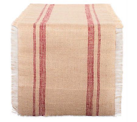 Design Imports Jute Double Border Red Table Run ner 14" x 108"