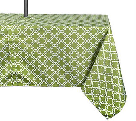 Design Imports Lattice Outdoor Tablecloth w/ Zi pper 60" x 120