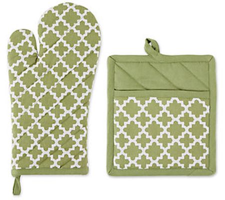 Design Imports Lattice Oven Mitt & Potholder Se t