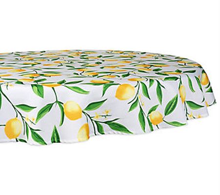 Design Imports Lemon Bliss Print Outdoor Tablec loth 60" Round