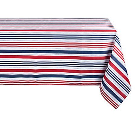 Design Imports Patriotic Stripe Outdoor Tablecl oth 60" x 120"