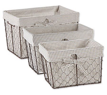 Design Imports S/3 Rustic Chicken Wire Baskets w/Liners