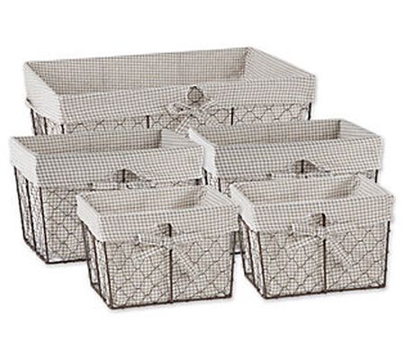 Design Imports S/5 Rustic Chicken Wire Baskets w/Liners
