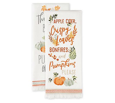 Design Imports  Set of 2 Autumn Pumpkins Printed Kitchen Towel