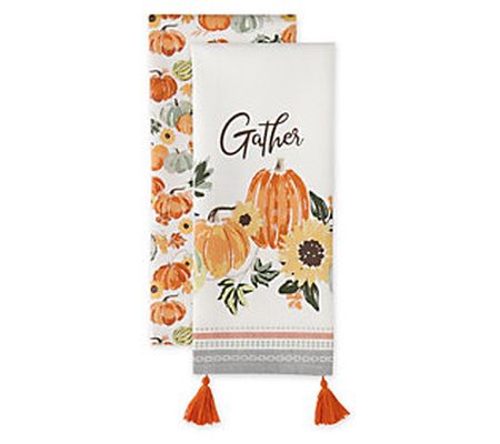 Design Imports Set of 2 Gather Fall Printed Kit chen Towels
