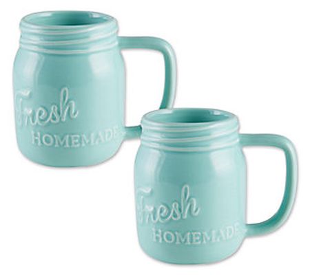 Design Imports Set of 2 Mason Jar Ceramic Mug
