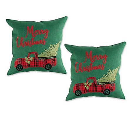 Design Imports Set of 2 Merry Christmas Truck P illow Covers