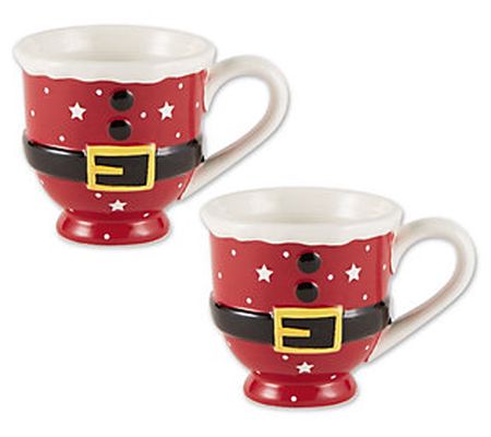 Design Imports Set of 2 Santa Belt Short Cerami c Mug Set