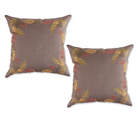 Design Imports Set of 2 Shimmering Leaves Pillo w Covers