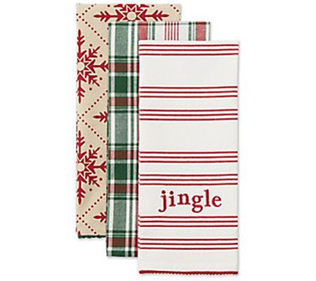 Design Imports Set of 3 Assorted Jingle Kitchen Towels