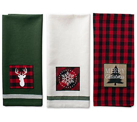 Design Imports Set of 3 Christmas Fireside Kitc hen Towels