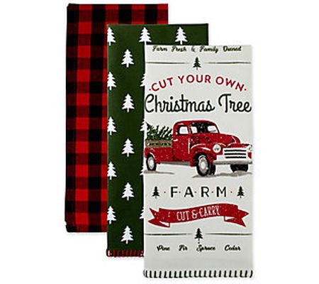 Design Imports Set of 3 Christmas Truck Kitchen Towels