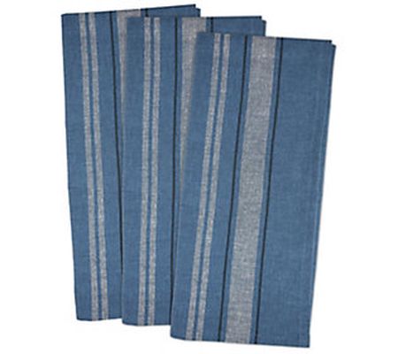 Design Imports Set of 3 French Stripe Chambray itchen Towels