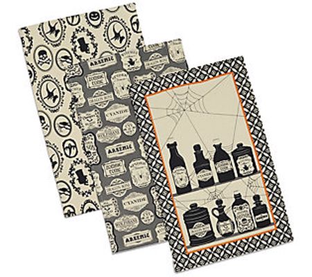 Design Imports Set of 3 Hocus Pocus Print Kitch en Towels