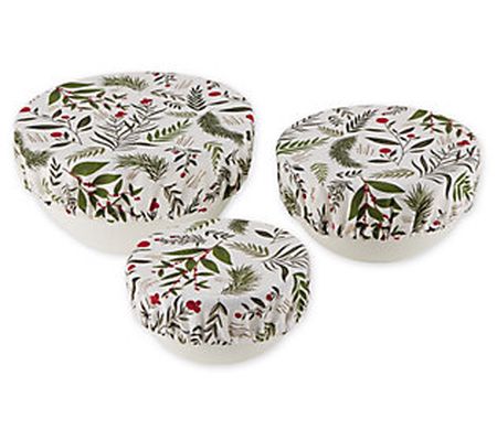 Design Imports Set of 3 Holiday Sprigs Print Di sh Covers