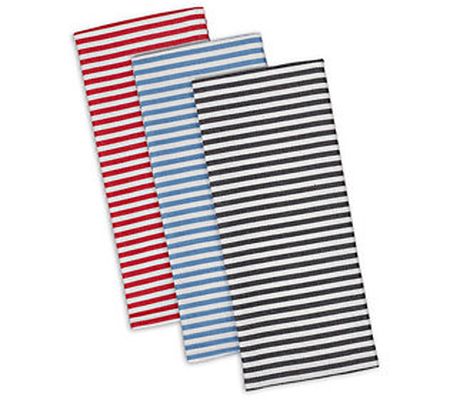 Design Imports Set of 3 I Love Paris Striped Ki tchen Towel