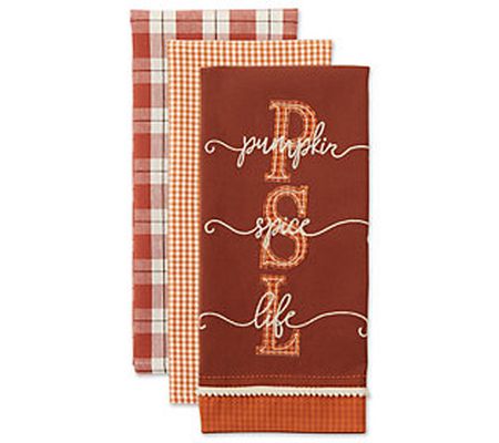 Design Imports Set of 3 Pumpkin Spice Life Kitc hen Towels