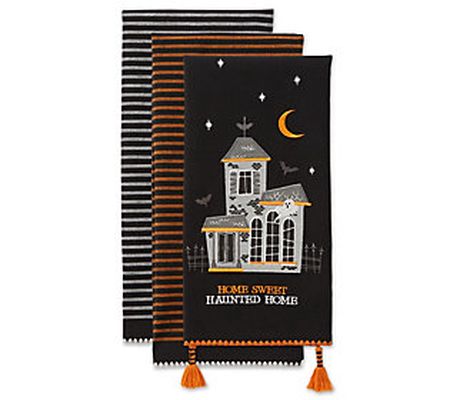 Design Imports Set of 3 Sweet Haunted Home Kitc hen Towels