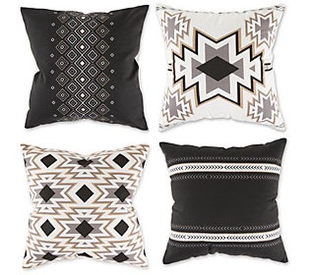 Design Imports Set of 4 Aztec Print Pillow Cove rs 18" x 18"