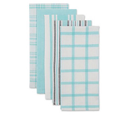 Design Imports Set of 5 Assorted Woven Kitchen Towels