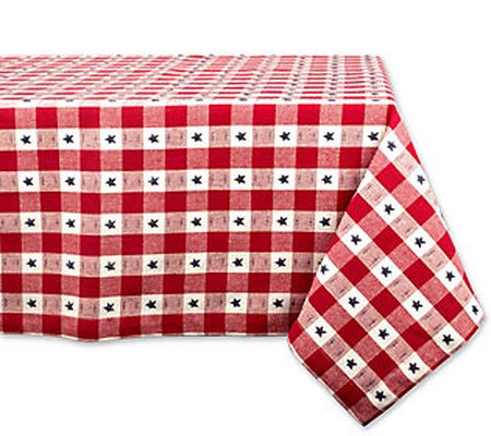 Design Imports Star Check Woven Tablecloth 60" 84"