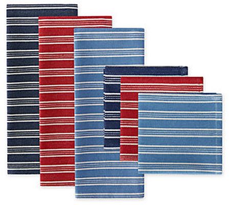 Design Imports Starboard Stripe Kitchen Towel & Dishcloth Set