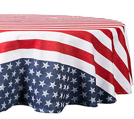 Design Imports Stars & Stripes Flag Tablecloth 0" Round