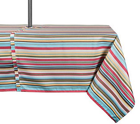 Design Imports Summer Stripe Tablecloth w/ Zipp er 60" x 120"