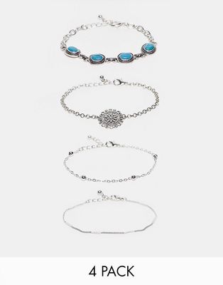 Design multipack of silver and semi precious bracelets