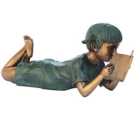 Design Toscano Bookworm Reading Bronze Garden S tatue, Girl