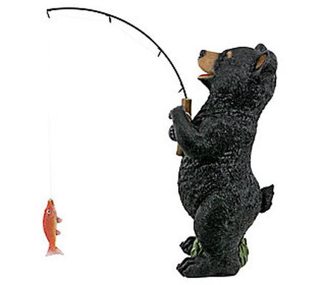 Design Toscano Fishing Black Bear Indoor Outdoo Statue