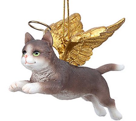 Design Toscano Holiday Angel Gray Tabby Cat Orn ament