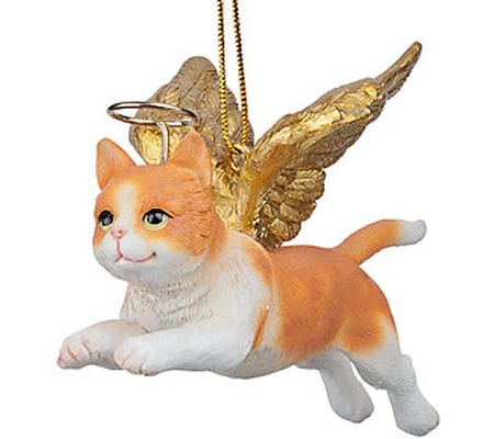 Design Toscano Holiday Angel Orange Tabby Cat O rnament