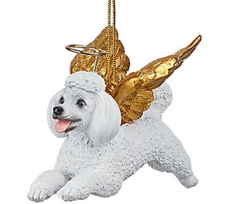 Design Toscano Holiday Angel White Poodle Dog O rnament