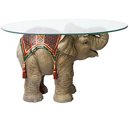 Design Toscano Jaipur Elephant Glass Top Cockta il Table